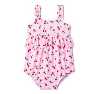 Wonder Nation Baby Girl One piece swimsuit Cherry Print 3-6 M